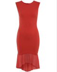 Red Fishtail Bodycon Dress 