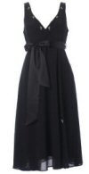 Black Formal Chiffon Look Embroidered Dress