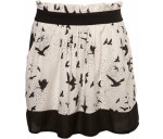 Cream Bird Print Skirt